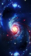 flight to a spiral beautiful galaxy. vertical video for social networks.