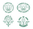 Tennis club logo. Sport labels with sample text. Tennis emblems for tournament, recreation and clubhouse
