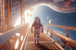 An Astronaut in space in unreal world