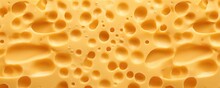 Texture Of Gold Luxury Cheese With Holes In, Cheese Pattern Panorama. Generative Ai.