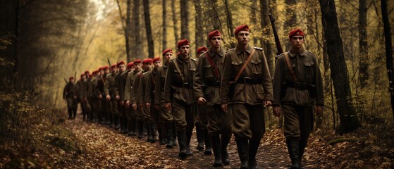 Re-enactors Dressed As World War II Russian Soviet Red Army