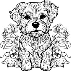 Wall Mural - Coloring Page Dog - Vector Format