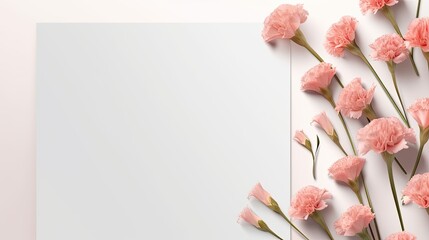 Poster - White background with blank card flowers and sunlight Minimal brand template. Mockup image