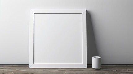 Fototapete - Square artwork template displayed in an interior design with a blank mockup frame on the wall