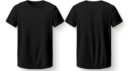 Poster - Young male wearing a solid black t shirt shown from the front and back set against a white background with a clipping path Creating a template and mock up for pr. Mockup image