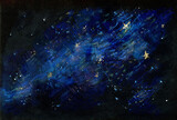 オイルパステルで描いたアートな星空の背景イラスト素材