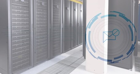 Poster - Animation of envelope and stop symbol over data server racks in server room