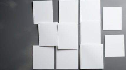 Aufkleber - Minimal business brand template with grey background and copy space on blank paper sheet cards. Mockup image