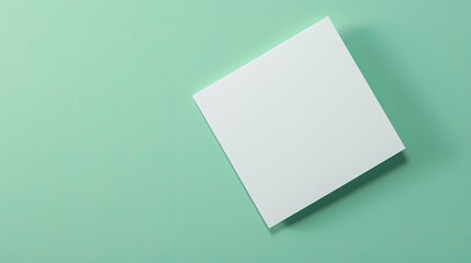 Poster - Top view of a blank card mockup on a green background with sunlight and shadow Neutral colored minimal business brand template