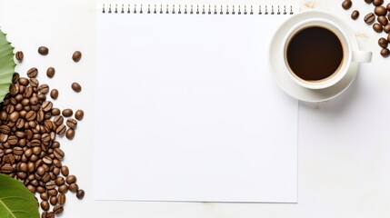 Poster - Freshly made coffee on blank workspace copy space mockup