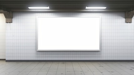 Poster - Subway station advertising with blank white posters and LED display mocked up. Mockup image