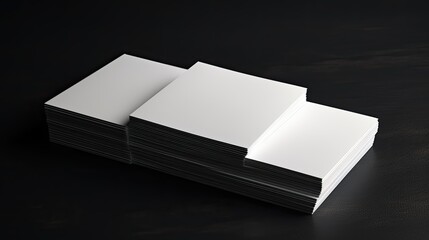 Aufkleber - Blank business cards with mockup on black background and space for text
