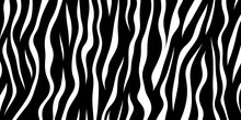 Seamless Vertical Zebra Skin Or Tiger Stripe Pattern.Tileable Black And White Safari Wildlife Animal Print Background Texture. Monochrome Warbled Abstract Wavy Wonky Glitch Lines Fur Coat,Generative A