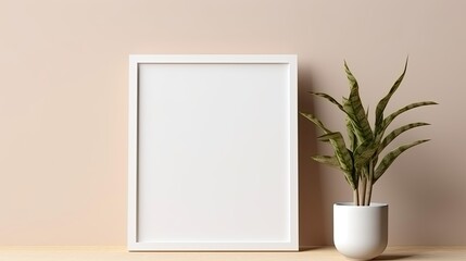 Aufkleber - Blank square picture frame on a wall used for interior design templates . Mockup image