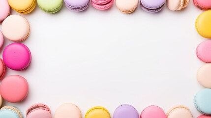 Aufkleber - Colorful macaroons on a beige background used for a holiday concept . Mockup image