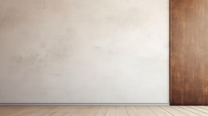 Leinwandbilder - White cement building with closed wooden door and blank space for artwork. Mockup image