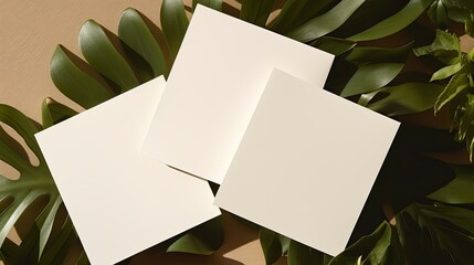 Poster - Minimal business brand template with flat lay top view on ginger background. Mockup image