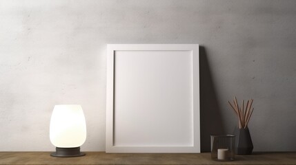 Canvas Print - Square artwork template displayed in an interior design with a blank mockup frame on the wall