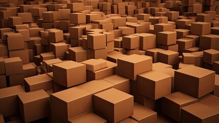 Aufkleber - Many brown boxes empty area. Mockup image