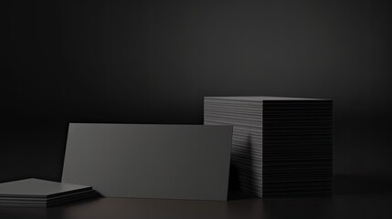 Aufkleber - Blank business cards with mockup on black background and space for text