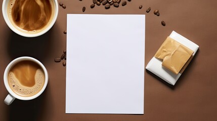 Poster - Freshly made coffee on blank workspace copy space mockup
