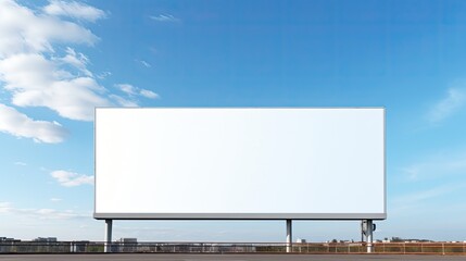 Fototapete - Empty billboard with white screen and sky backdrop Advertisement space for business. Mockup image