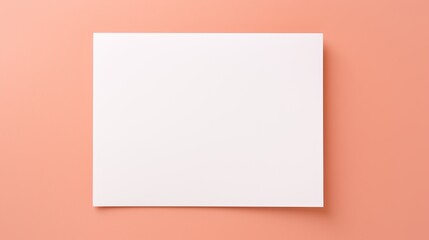 Poster - Minimal brand template with blank mockup on pastel coral background Flat lay top view