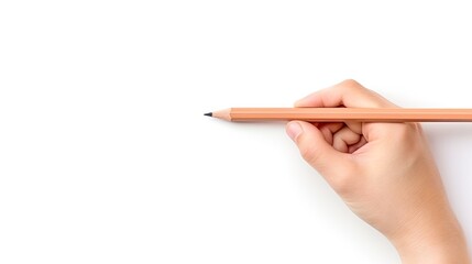 Aufkleber - Female hand holding pencil on white background mockup with copy space trendy magazine style collage