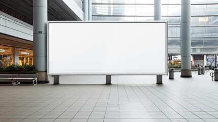 Poster - Blank advertisement in contemporary mall for prototype. Mockup image