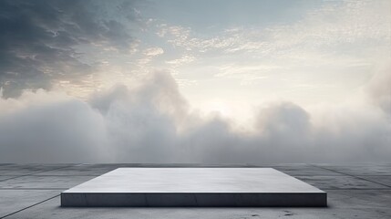 Leinwandbilder - Concept for a landing page with abstract background concrete ground foggy clouds and mock up placement. Mockup image