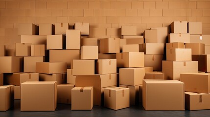 Aufkleber - Many brown boxes empty area. Mockup image