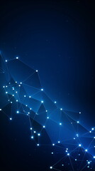 Abstract technology Grid surface. Abstract science or technology background. Digital blue background with glowing particles and lines. Big data visualization. Generative ai