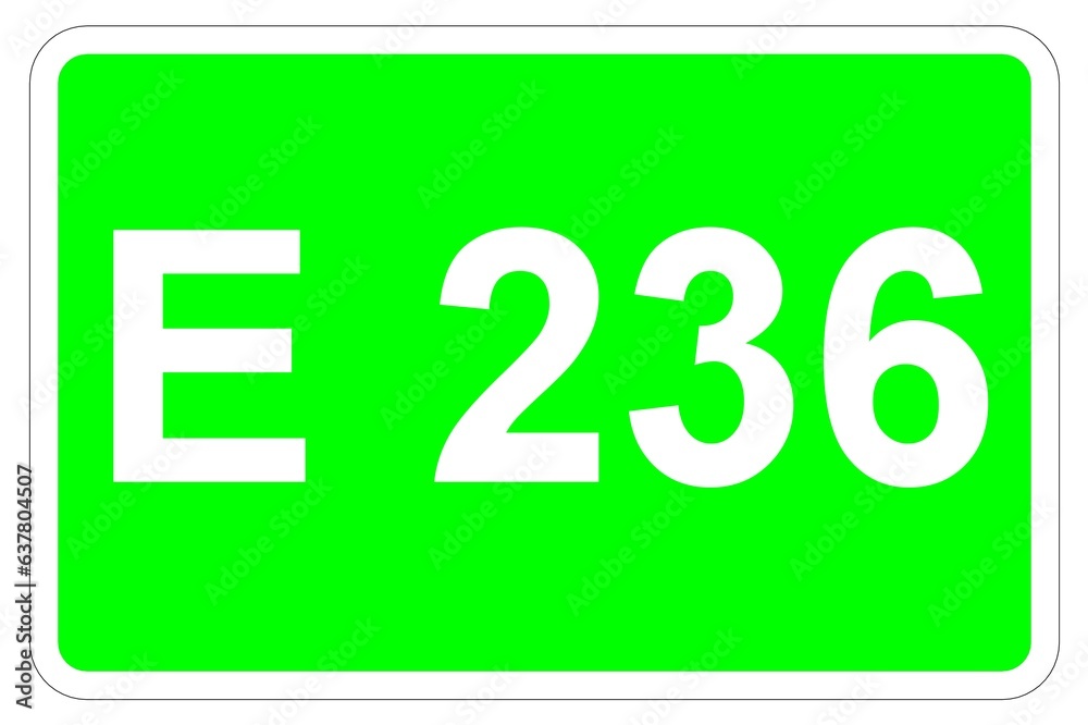 Illustration eines Europastraßenschildes der E 236 in Europa	