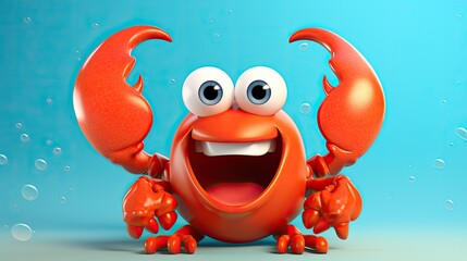 Wall Mural - Cute 3D cartoon lobster character.