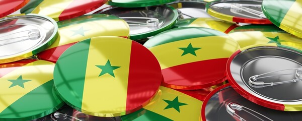 Wall Mural - Senegal - round badges with country flag - voting, election concept - 3D illustration