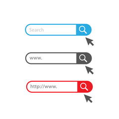 Fototapete - Website search bar with mouse cursor icon set. Browser user interface element.