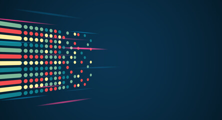 Fototapete - Structuring the flow of information. Data analytics concept. Sorting a large amount of data on a dark background. Big data visualization. Futuristic network or business analytics.