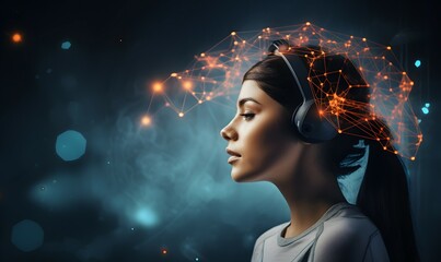 person with headphones and digital code