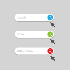 Fototapete - Website search bar with mouse cursor icon set. Vector search bar user interface graphic