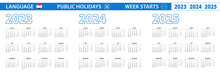 Simple Calendar Template In Dutch For 2023, 2024, 2025 Years. Week Starts From Monday.