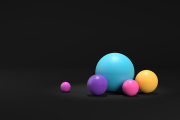 Aufkleber - Colorful spheres on dark black background.