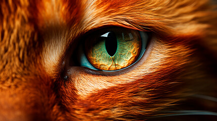 Close-up of a red cat's eye. macro shot.