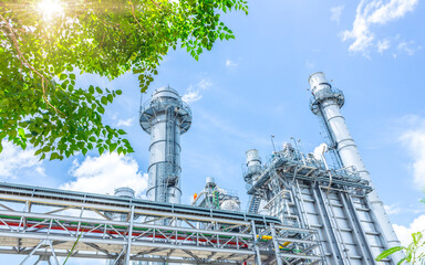 power plant with tree. green industry eco power for sustainable energy saving environmental friendly
