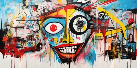Wall Mural - painting style illustration of punk zombie graffiti style, Generative Ai