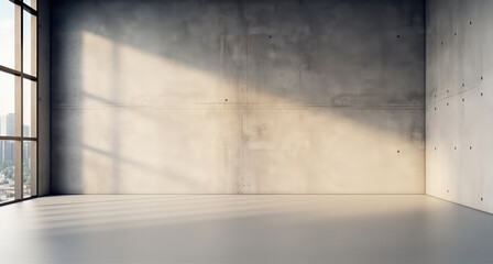 Aufkleber - Empty room interior with concrete walls with light from window.