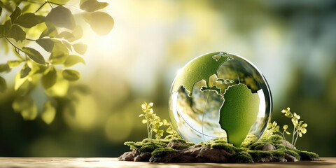 Aufkleber - Global Environmental Conservation, Glass globe in nature.