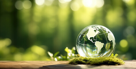 Aufkleber - Global Environmental Conservation, Glass globe in nature.