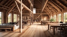 Interior Design Of A Barn, Wooden Structure, Home Decor.