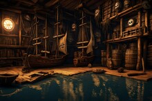 Pirates Themed Background - Pirates Backgrounds Series - Pirates Theme Background Wallpaper 3d Render