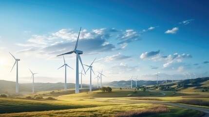 Aufkleber - Wind turbines at a rural wind farm.